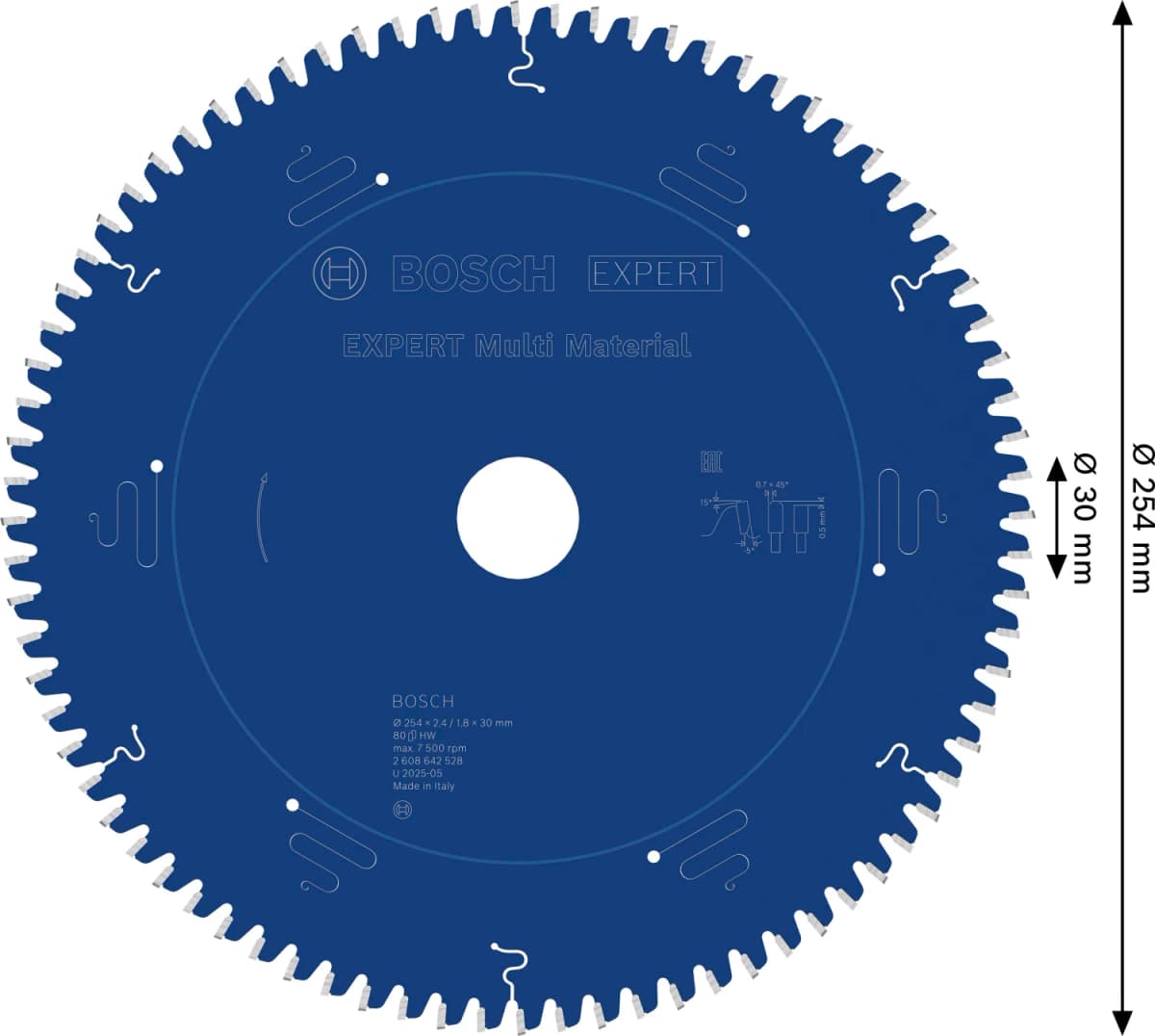 Bosch 2608642528 Expert Cirkelzaagblad - 254 X 30 X 80T - Hout / Epoxy / Aluminium / Kunststof thumbnail 4