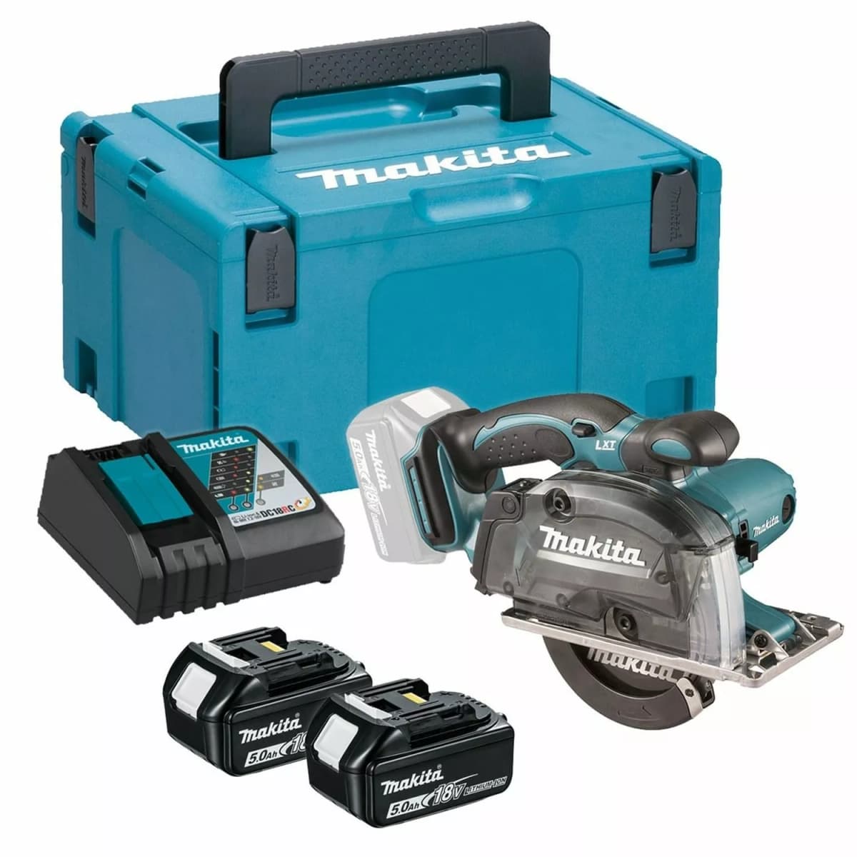 Makita DCS552RTJ 18V Li-Ion Accu Metaalcirkelzaag Set (2x 5.0Ah Accu) In Mbox - 136mm