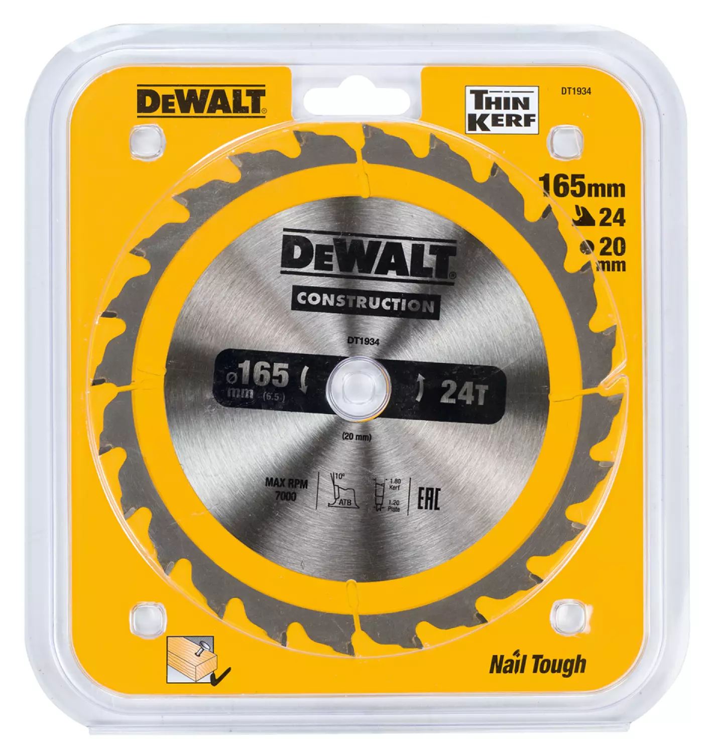 DeWALT DT1934 Cirkelzaagblad - 165 X 20 X 24T - Hout thumbnail 2