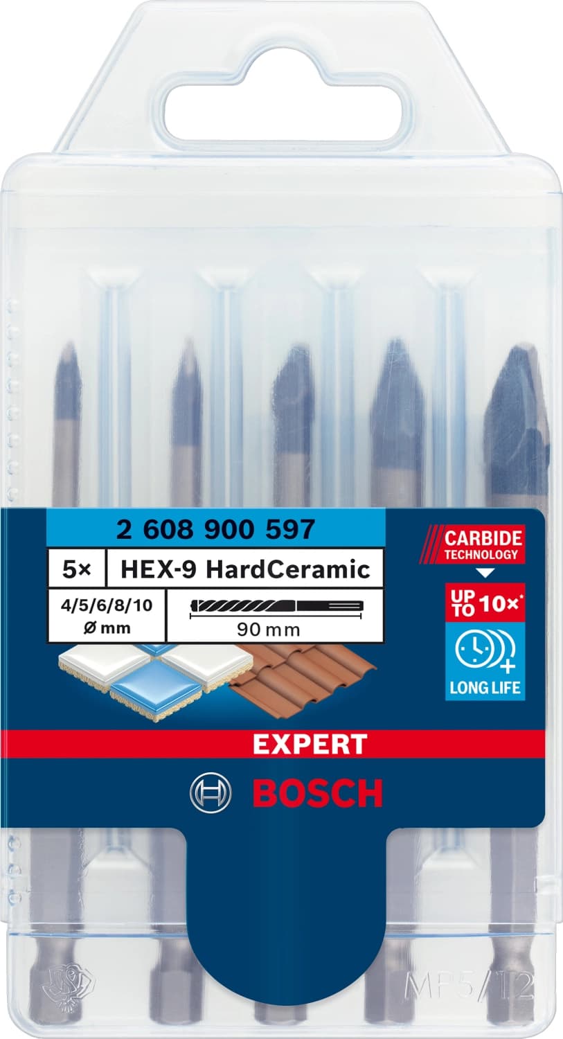 Bosch 2608900597 5-delige HardCeramic HEX-9 Borenset - 4/5/6/8/10mm thumbnail 2