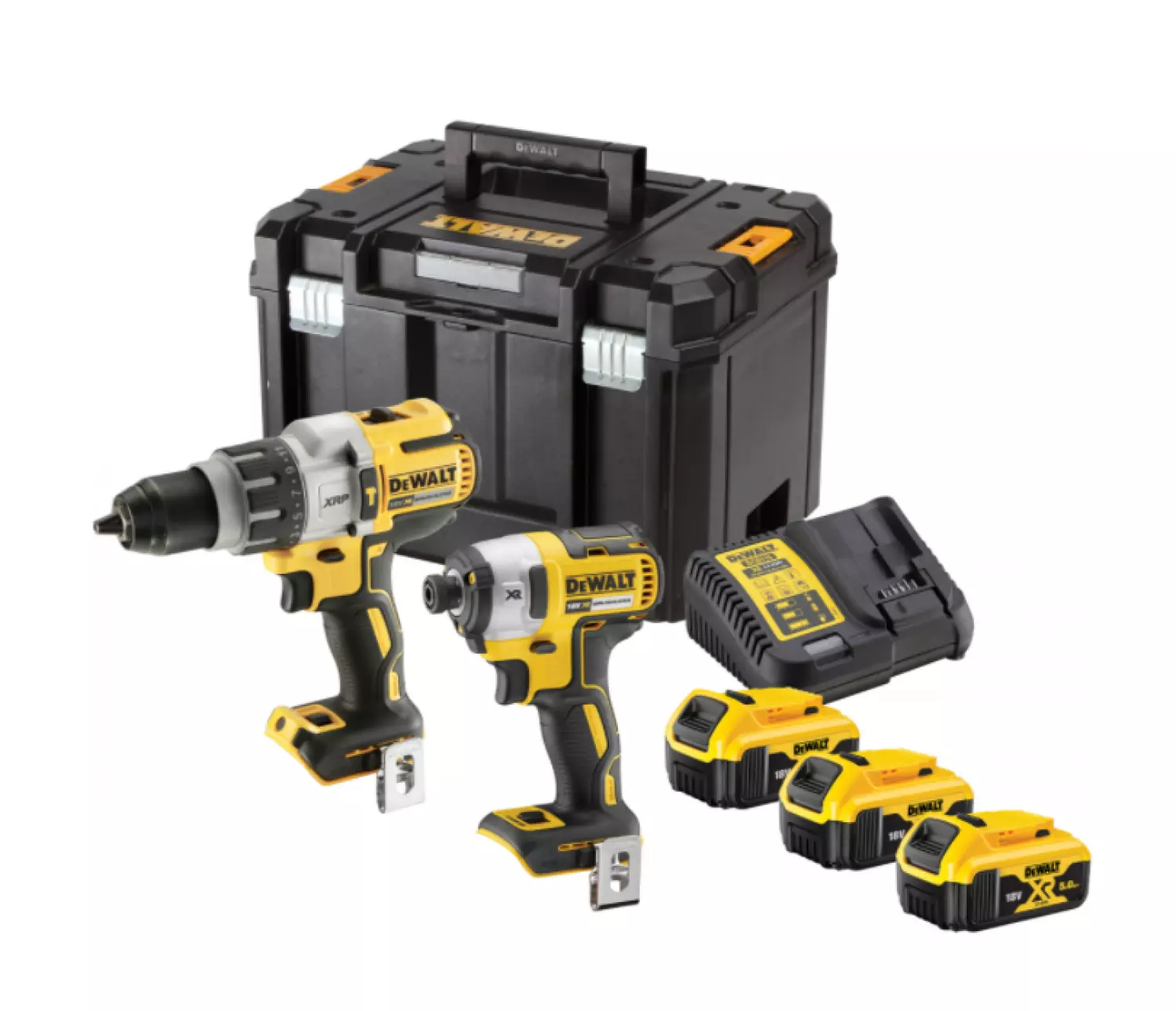 DeWALT DCK276P3T-QW 18V Li-ion XR Accu Klopboormachine (DCD996)&Accu Slagschroevendraaier (DCF887) Combiset (3x 5.0Ah) In TSTAK - Koolborstelloos