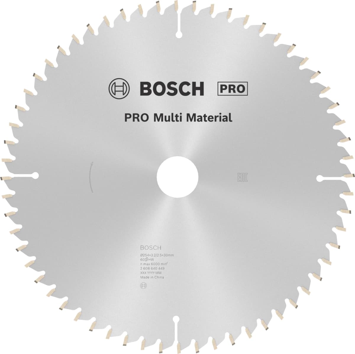 Bosch 2608640449 PRO Cirkelzaagblad - 254 X 30 X 60T - Multi Materiaal