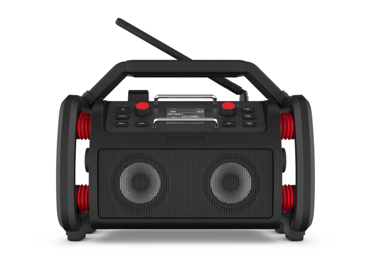 PerfectPro ROCKPRO Bouwradio - FM RDS / DAB+ - AUX-in - Bluetooth - Werkt Op Netstroom En Lithium Accu