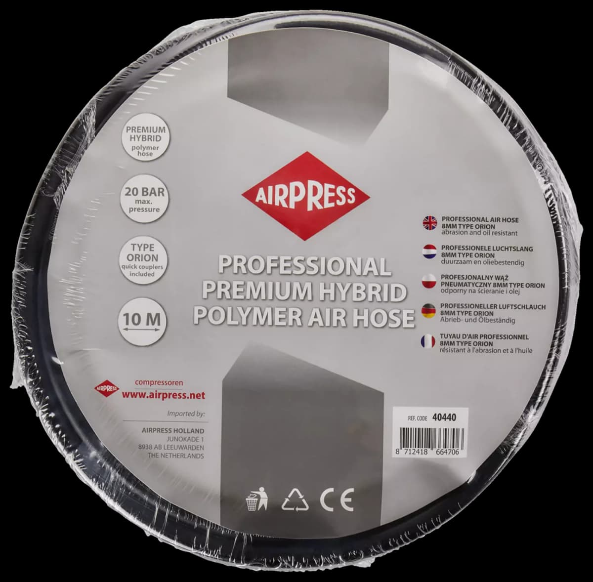 Airpress Luchtslang 20 Bar - 1/4"- 10m - 14x8mm - Incl Nippels thumbnail 3