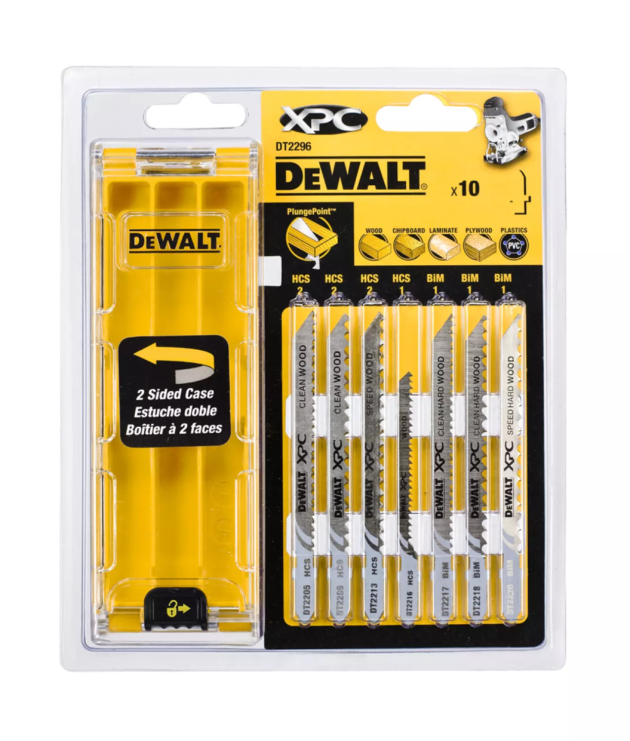 DeWALT DT2296 10 Delig Decoupeerzaagblad Set XPC In Cassette - Hout / Kunststof / Laminaat thumbnail 2
