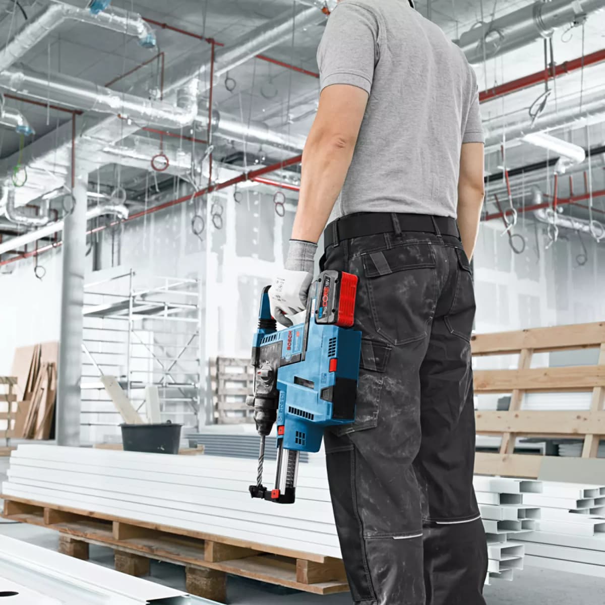 Bosch GBH 18V-26 F 18V Li-Ion Accu SDS-plus Combihamer Set (2x 5.5Ah Accu) Incl. GDE 18V-16 Afzuigsysteem In L-Boxx - 2,6J - Koolborstelloos thumbnail 3