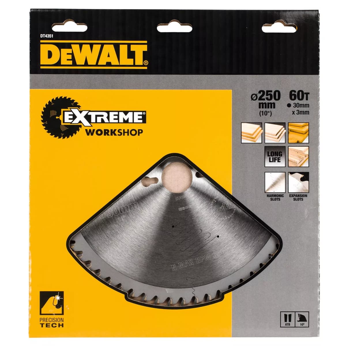 DeWALT DT4351 Extreme Cirkelzaagblad - 250 X 30 X 60T - Hout thumbnail 2