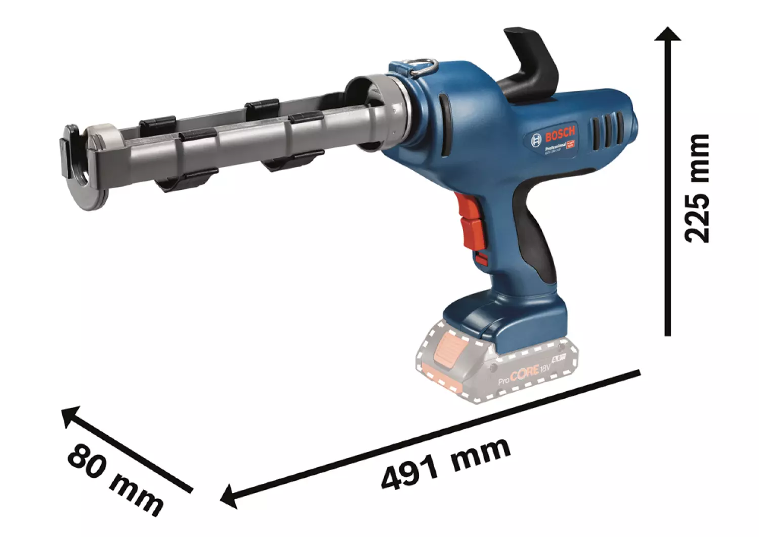 Bosch GCG 18V-310 18V Li-Ion Accu Afdichtingspistool Body - 3,5kN - 310ml thumbnail 2