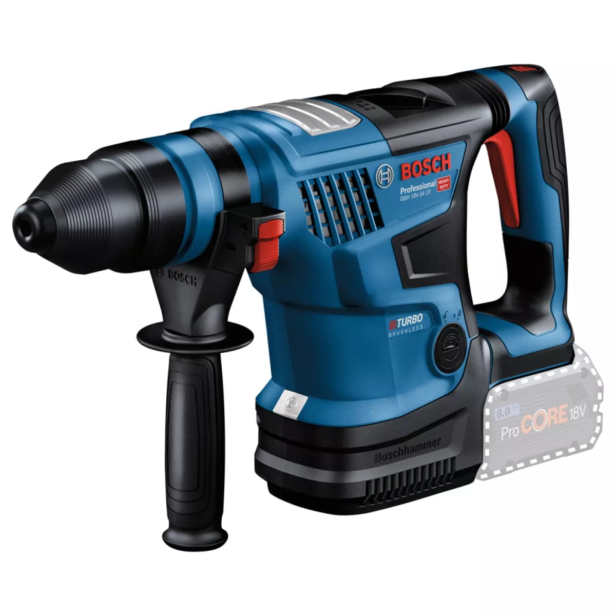 Bosch GBH 18V-34 CF 18V Li-ion Accu BiTurbo Boorhamer Set - 2x ProCORE 18V 8,0 Ah - Koolborstelloos thumbnail 2