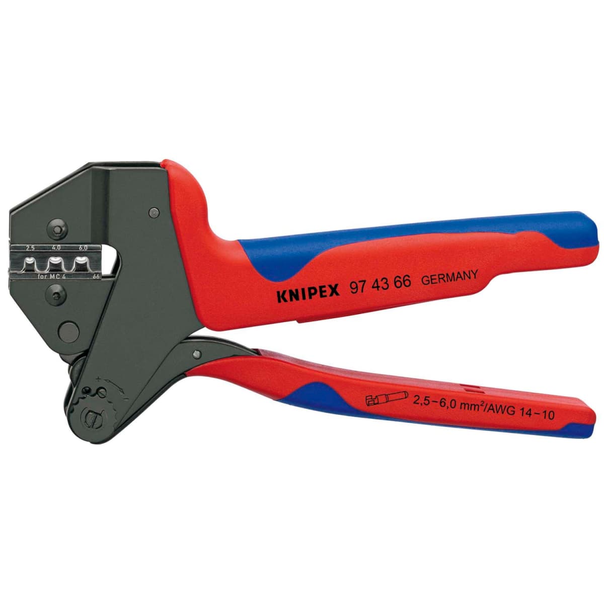 Knipex 97 43 66 MC4 Krimptang Voor Verwisselbare Krimpprofielen - 2.5 / 4 / 6mm