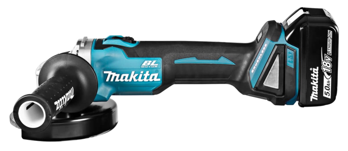 Makita DGA504RTJ 18V Li-Ion Accu Haakse Slijper Set (2x 5.0Ah Accu) In Mbox - 125mm - Koolborstelloos thumbnail 4