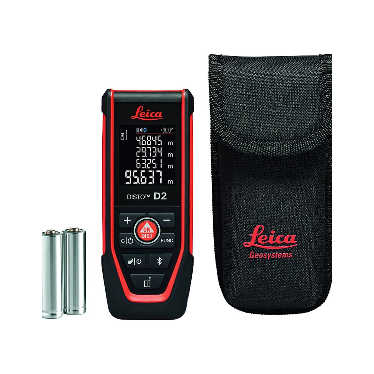 Leica D2-2 Afstandsmeter In Tas - Bluetooth / NFC - Rood - 150m - IP54