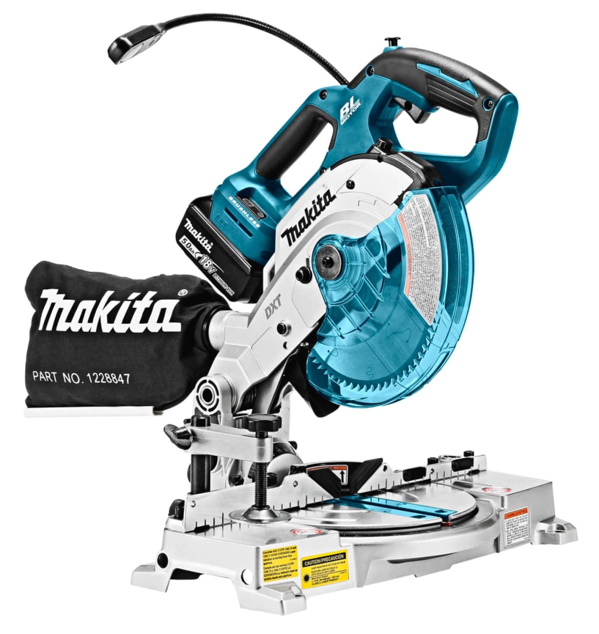 Makita DLS600RTE 18V Li-Ion Accu Afkort- En Verstekzaag Set (2x 5.0Ah Accu) - 165 X 20mm - Koolborstelloos thumbnail 2