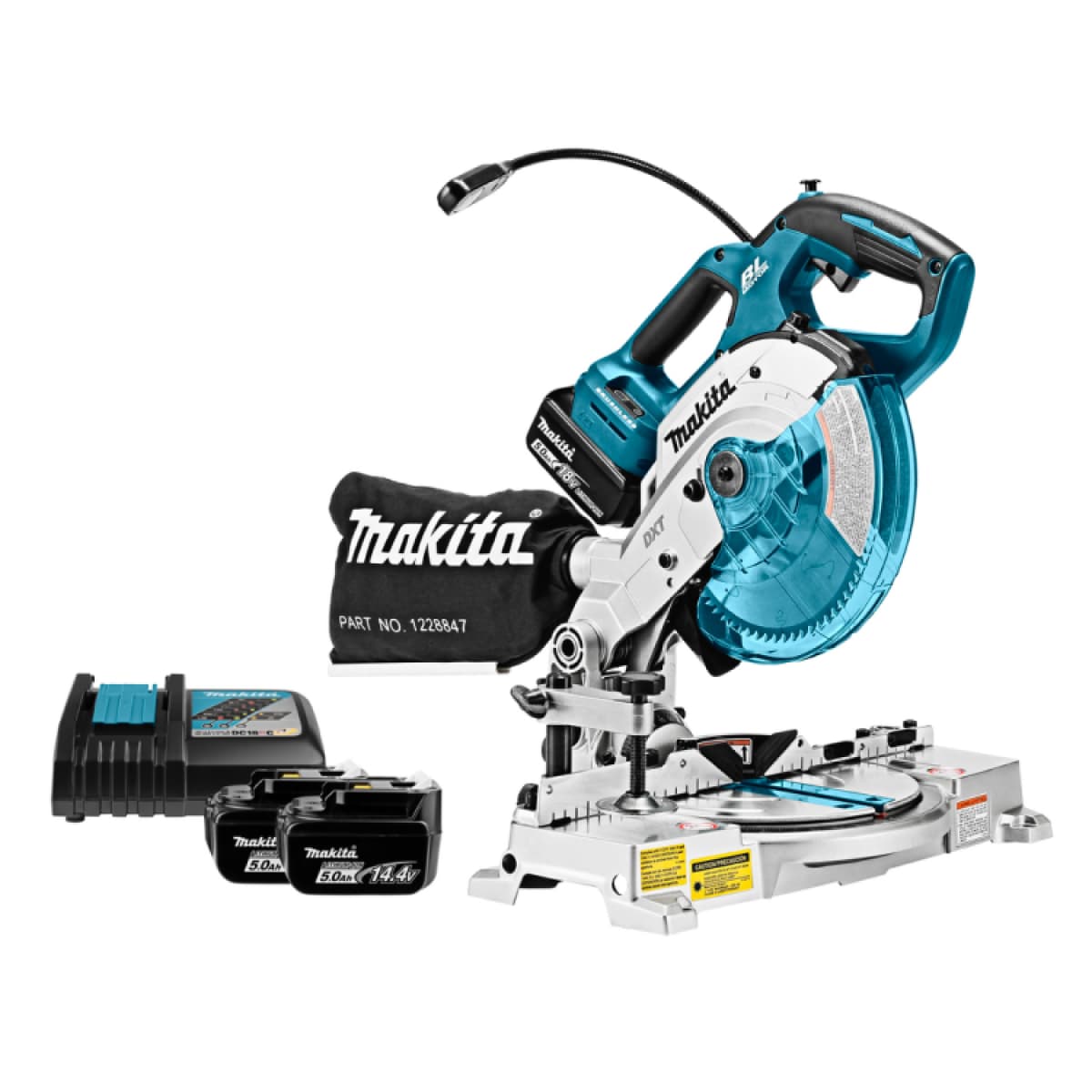 Makita DLS600RTE 18V Li-Ion Accu Afkort- En Verstekzaag Set (2x 5.0Ah Accu) - 165 X 20mm - Koolborstelloos