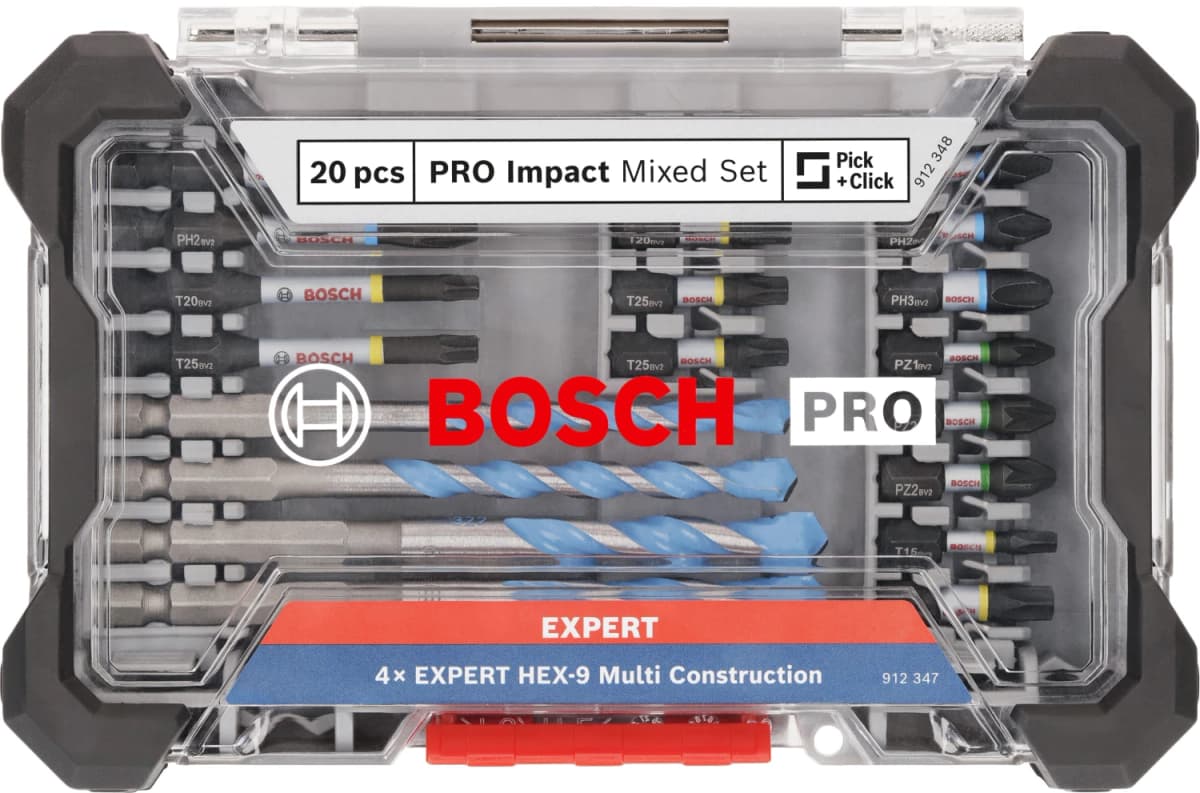 Bosch 2608521U83 20-delige PRO Impact Schroefbits En Multi Construction Boren - Gemengde Set
