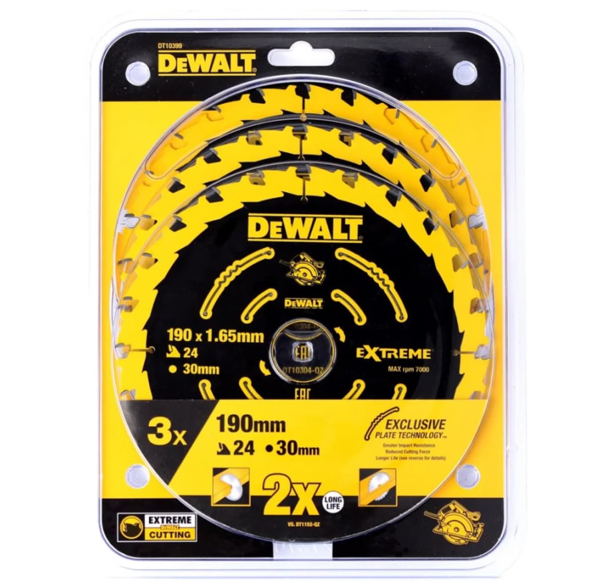 DeWALT DT10399 Constructie Cirkelzaagbladen Set - 190 X 30 X 24T (3st) - Hout thumbnail 2