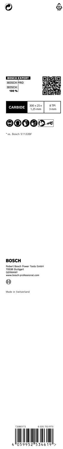 Bosch EXPERT S1255CHC Thick Tough Metal Reciprozaagblad - 250mm - Metaal thumbnail 3