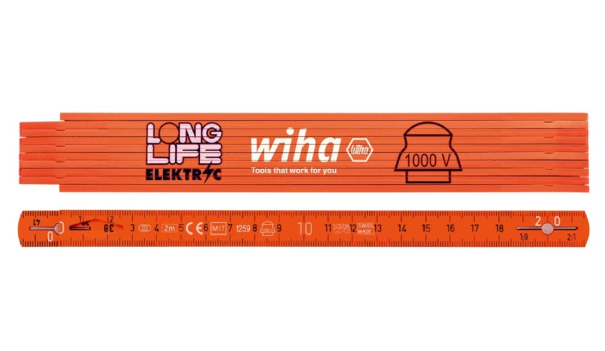 Wiha 4102008 Longlife Elektriciensduimstok - Metrisch - 2m - 10 Delen - Oranje
