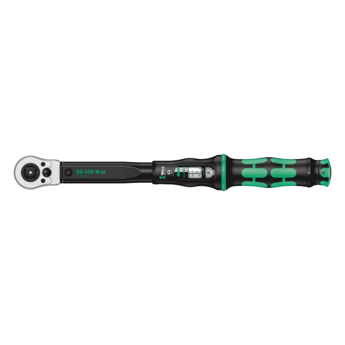 Wera 05075625001 Click-Torque C 2 Push R/L Draaimomentsleutel - 20-100 Nm - Doorsteekvierkant 1/2"- Rechts/Links