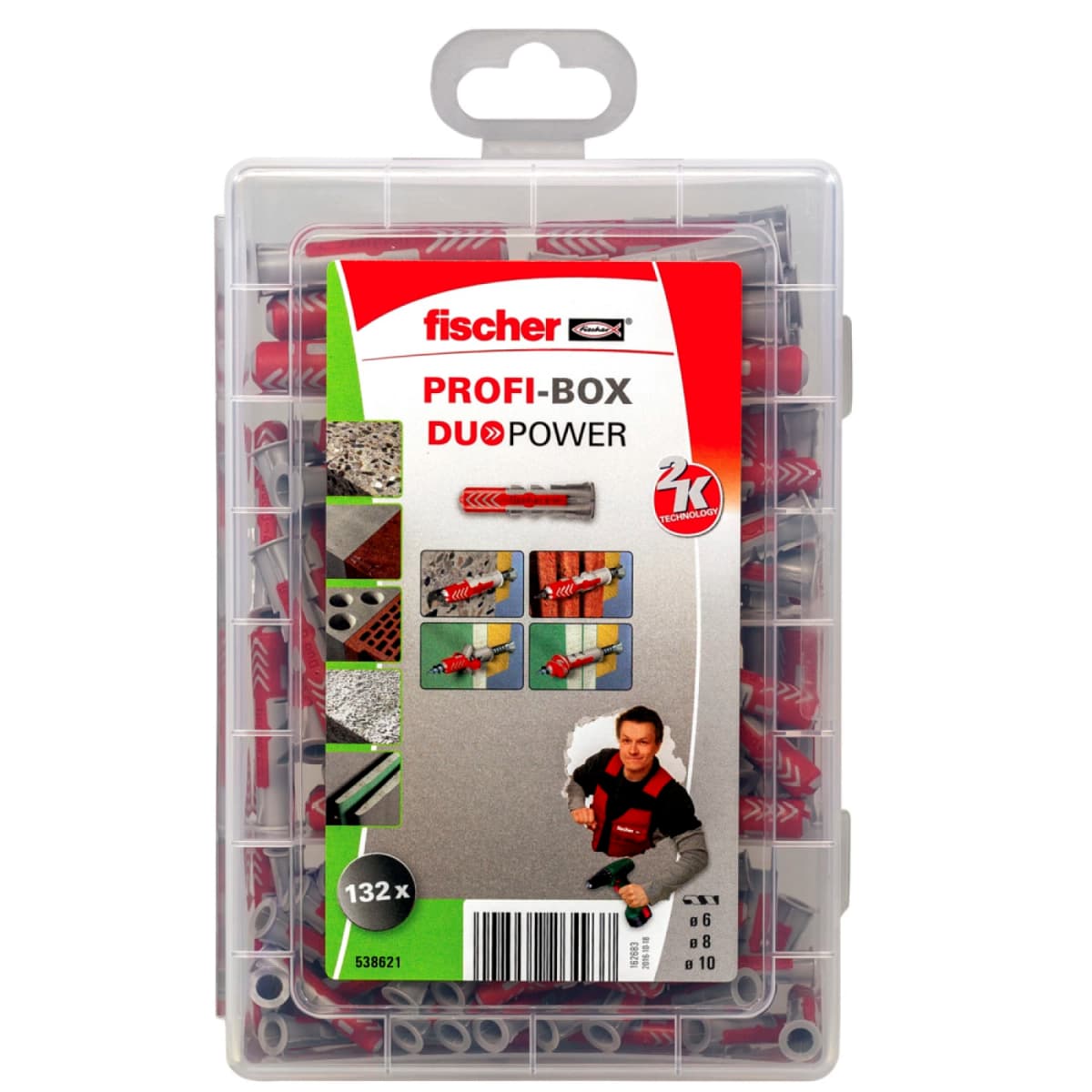 Fischer 538621 160-delige Profibox DuoPowerØ6, Ø8 En Ø10 Pluggenset