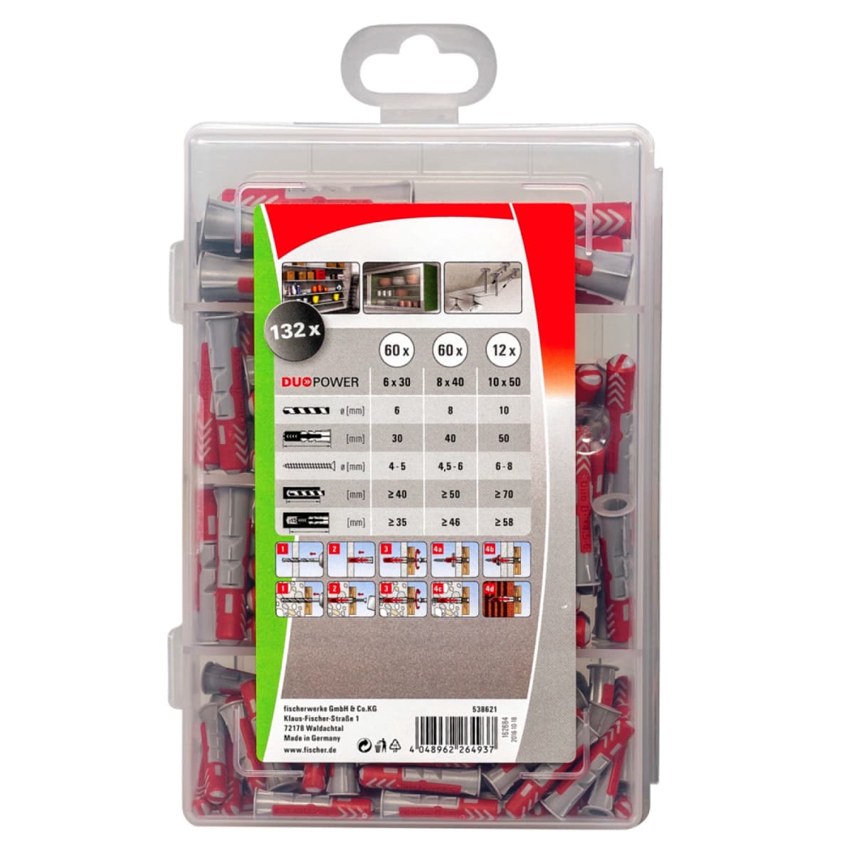 Fischer 538621 160-delige Profibox DuoPowerØ6, Ø8 En Ø10 Pluggenset thumbnail 3