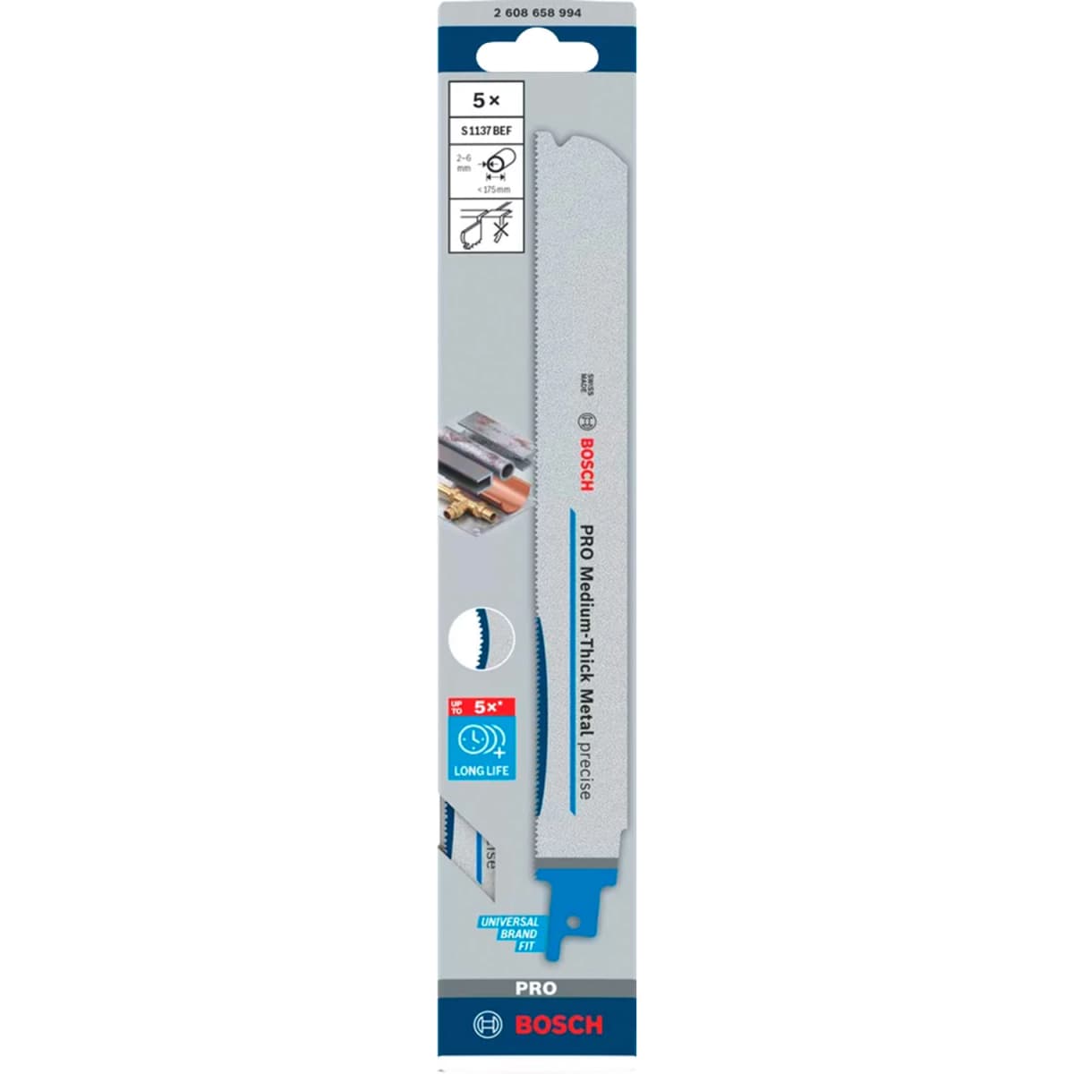 Bosch 0615997675 PRO Medium-Thick Metal Precise S1137BEF Reciprozaagbladen (10 Stuks) + Isotherm Mok - 225mm thumbnail 3