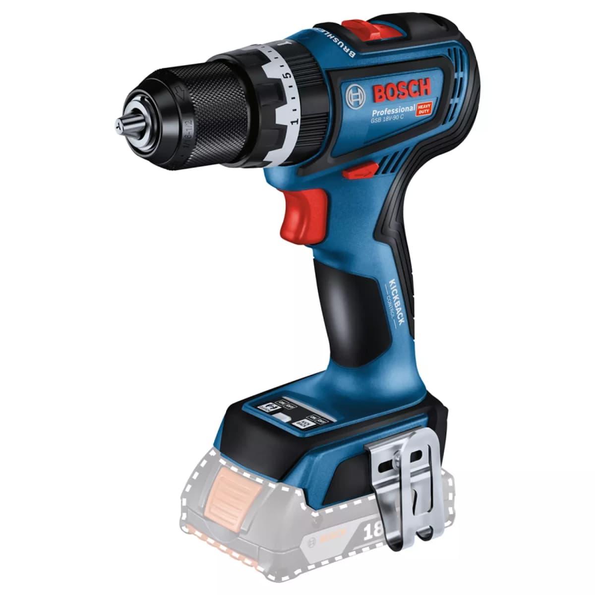 Bosch GSB 18V-90 C 18V Li-ion Accu Schroefklopboor Body In L-Boxx - 64 Nm thumbnail 2