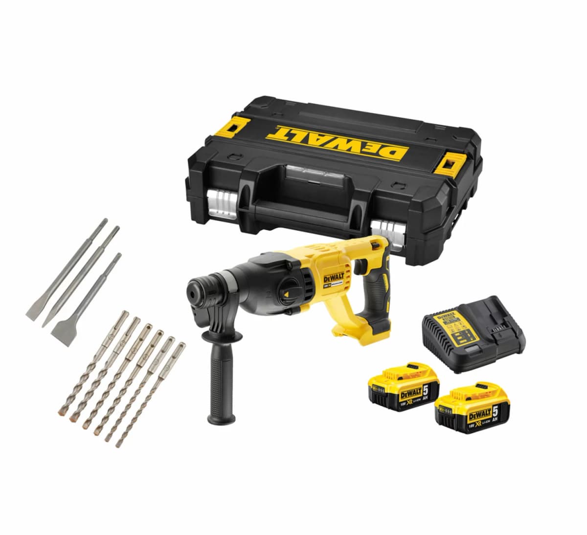 DeWALT DCH133P2X 18V Li-ion XR Accu SDS-plus Combihamer Set (2x 5.0Ah) In TSTAK - 2.6J - Koolborstelloos