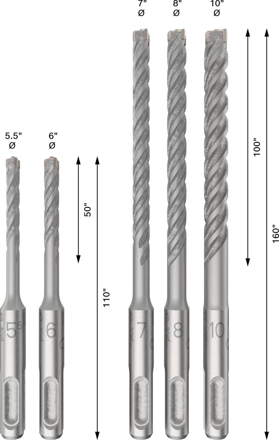 Bosch 2608837138 PRO Hamerboorset SDS Plus-5X - 5.5/6/7/8/10mm (5 Stuks) thumbnail 4