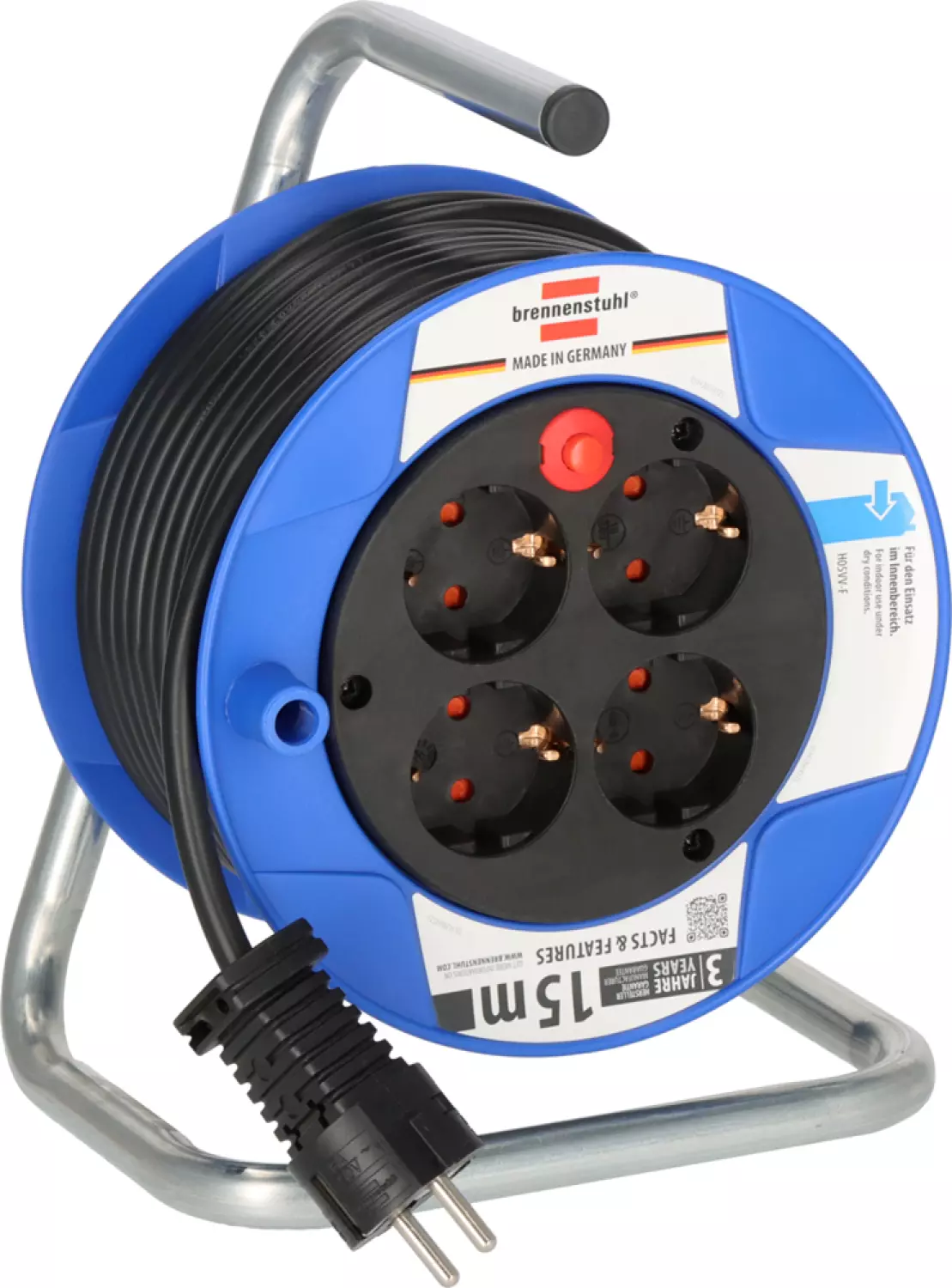 Brennenstuhl 1079180004 Kompakt Kabelhaspel - H05VV-F 3G1,5 - 15m