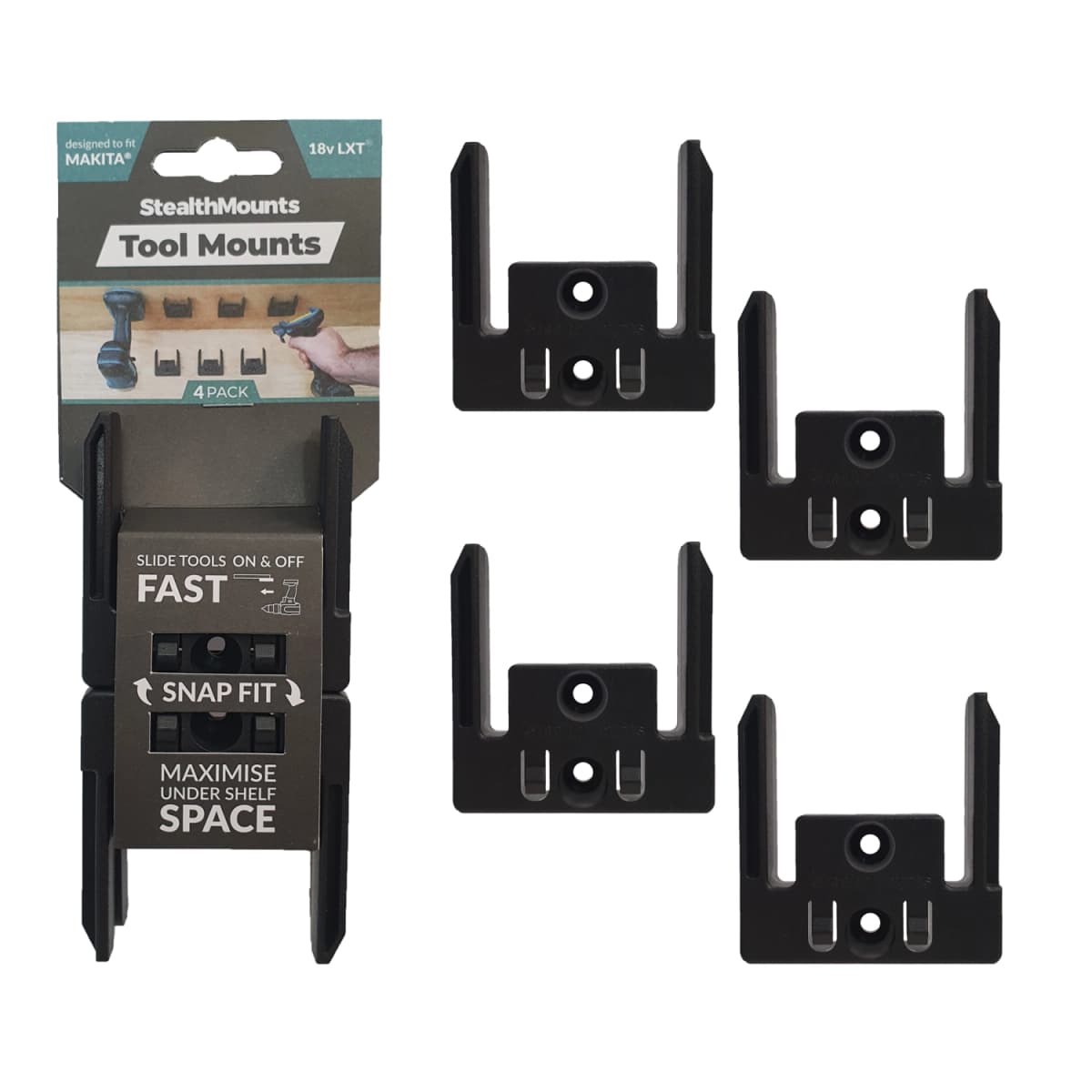 StealthMounts TM-MK18-BLK-4 Machinehouder Voor Makita LXT - Zwart - 4-pack