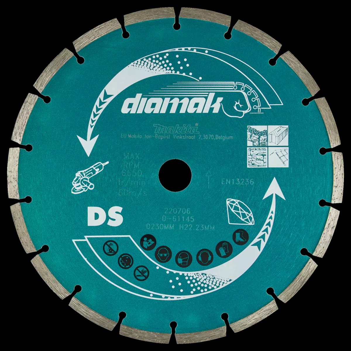 Makita P-44155 / D-61145 Diamantdoorslijpschijf - 230 X 22,23mm - Beton - Steen thumbnail 3