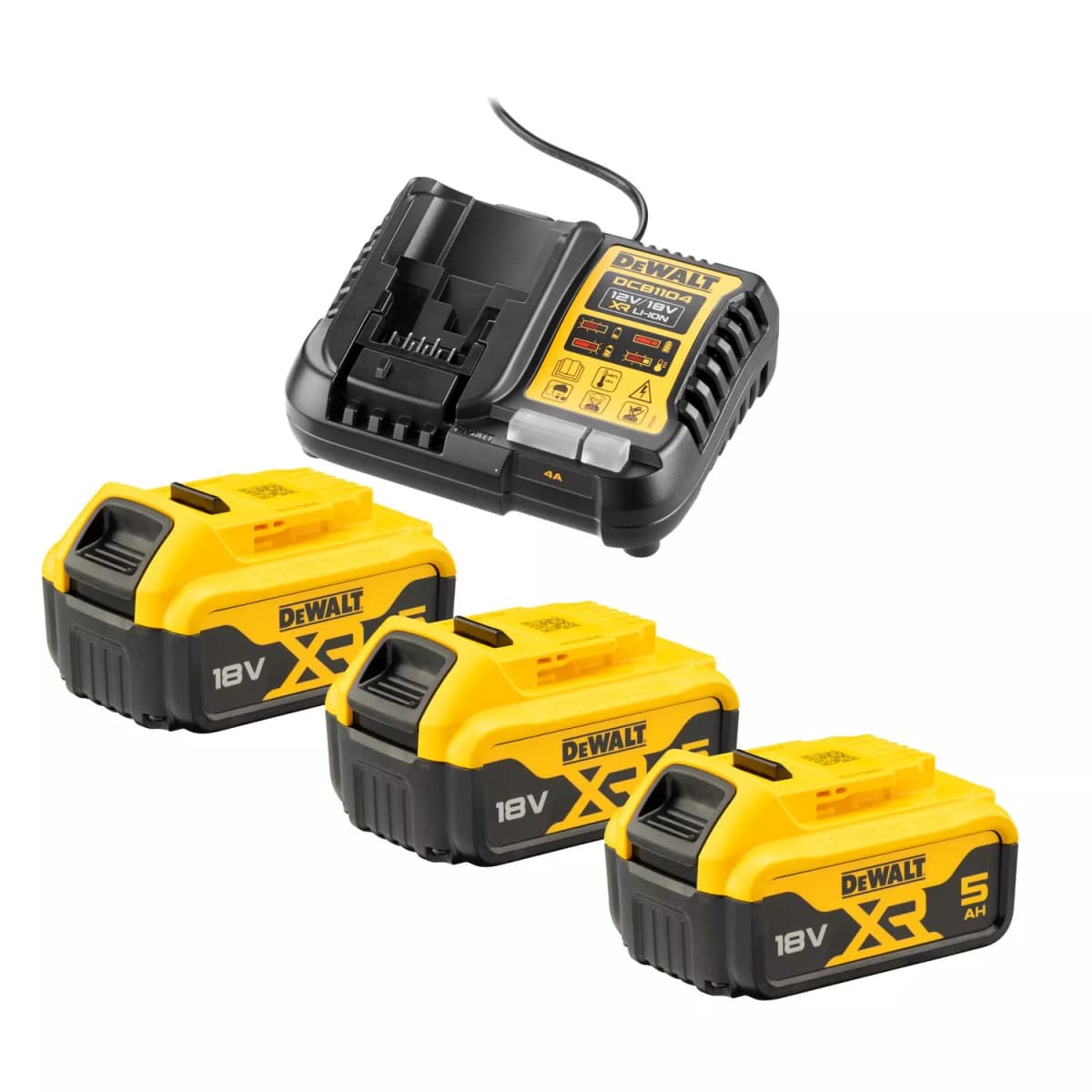 DeWALT DCB1104P3 18V Li-ion XR Accu Starterset (3x 5.0Ah) + Lader