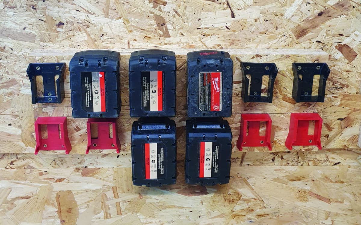 StealthMounts BM-MW18-BLK-6 Accuhouder Voor Milwaukee M18 - Zwart - 6-pack thumbnail 2