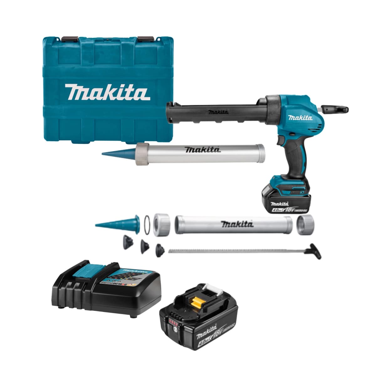 Makita DCG180RMX 18V Li-Ion Accu Lijm- En Kitspuit Set (1x 4.0Ah Accu) Incl. Kokerhouder- En Worsthouder In Koffer