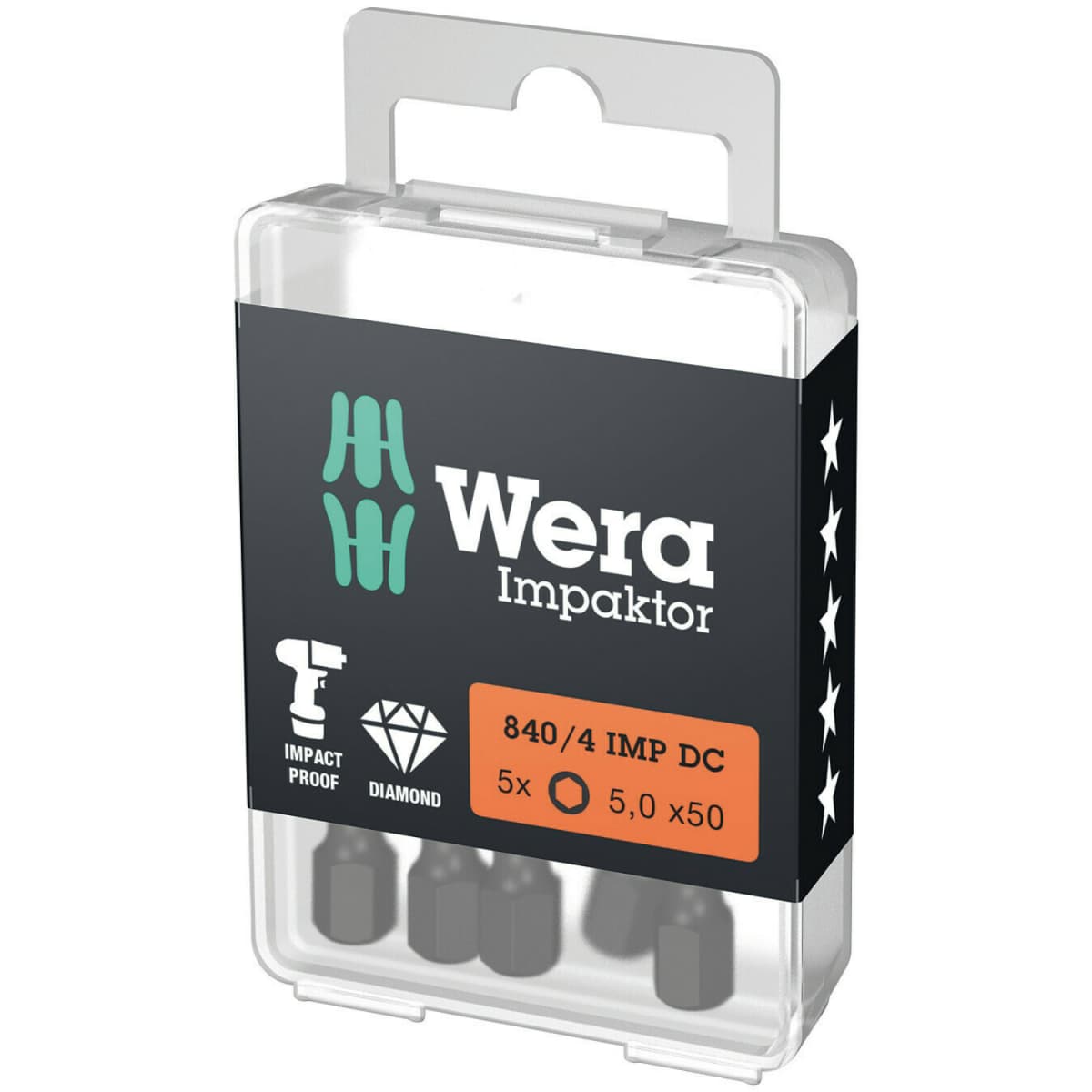 Wera 05057645001 840/4 1/4"Impaktor Inbus Bit - 5.0 X 50mm (5st)