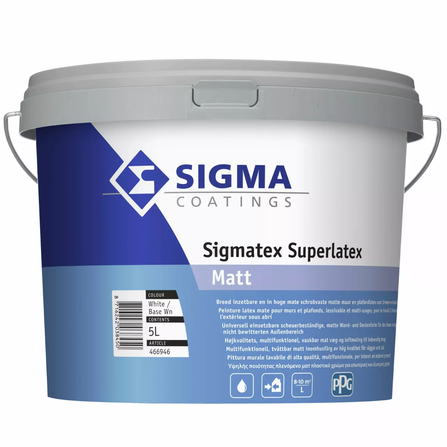 Sigma Sigmatex Superlatex Matt - Op Kleur Gemengd - 5L - Muurverf