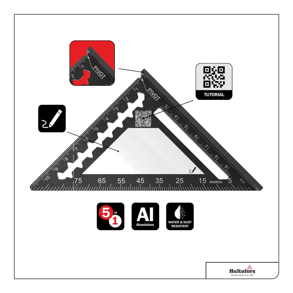 Hultafors MRS Metric Rafter Square Meetdriehoek - 11 Cm thumbnail 4