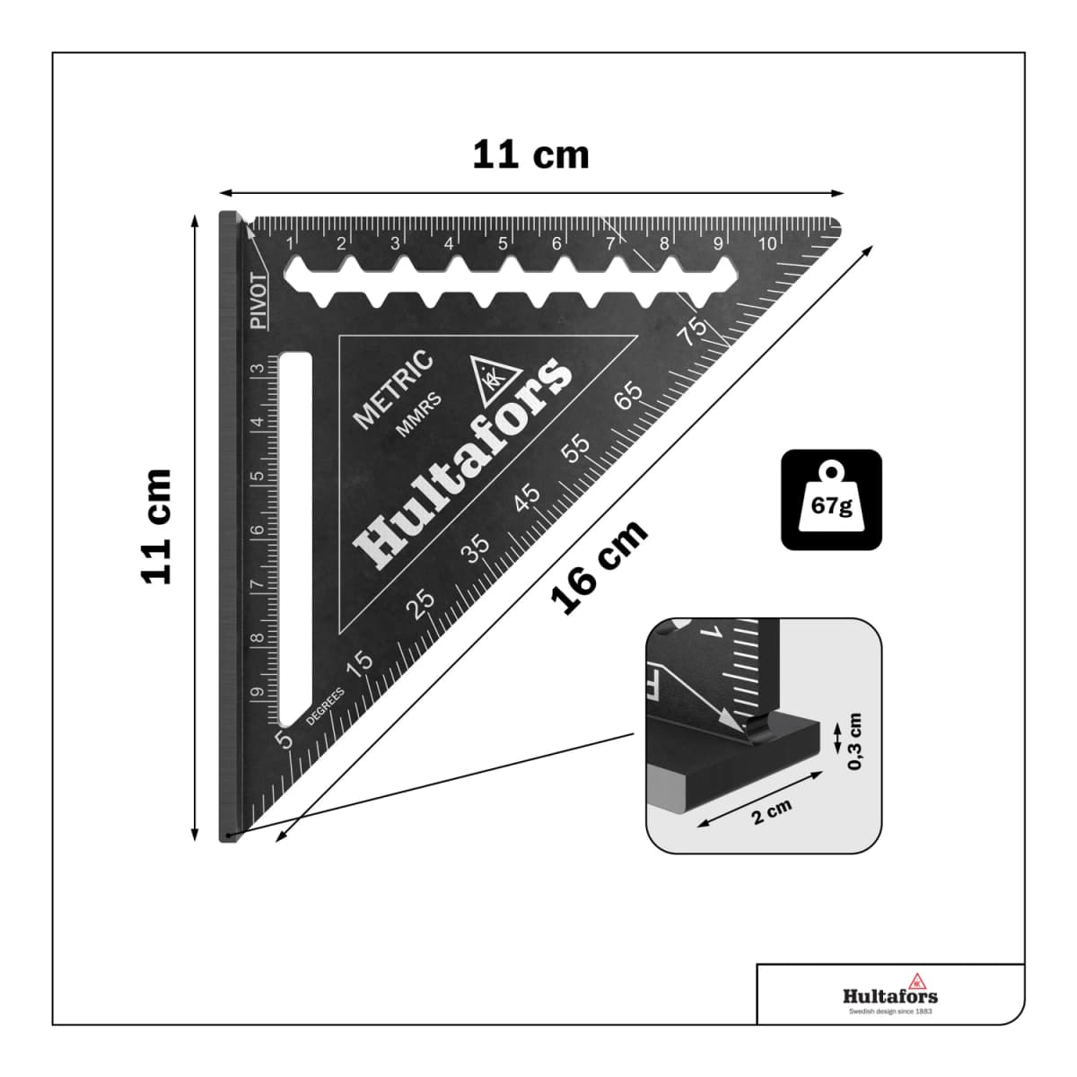 Hultafors MRS Metric Rafter Square Meetdriehoek - 11 Cm thumbnail 2