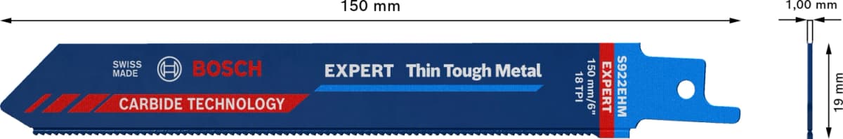 Bosch EXPERT S922EHM Thin Tough Metal Reciprozaagblad - 150mm - Metaal (10st) thumbnail 4