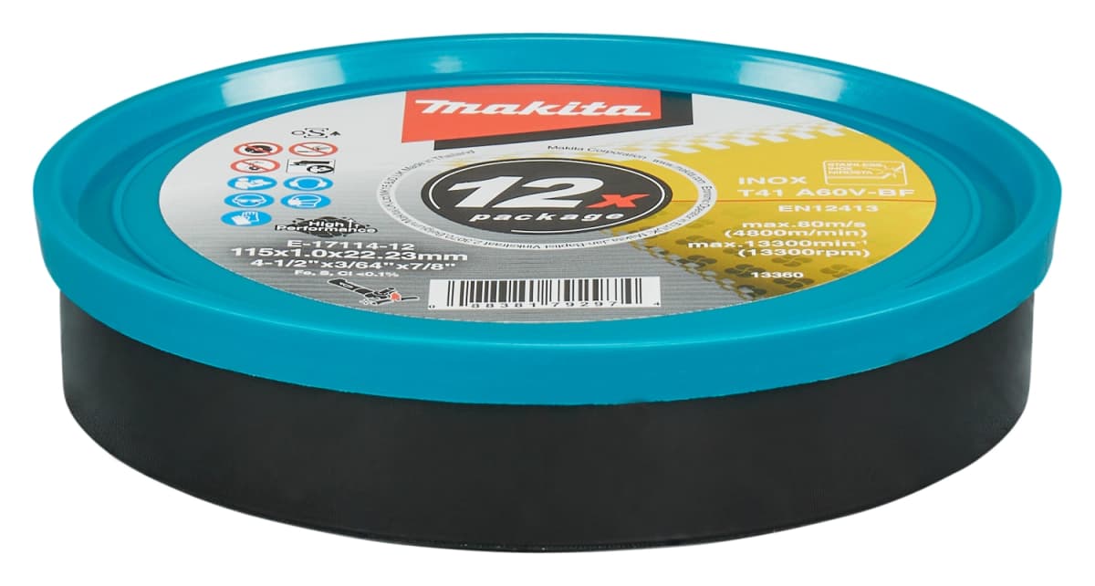 Makita E-17114-12 Doorslijpschijven RVS - 115x22,23x1,0mm (12st) thumbnail 3