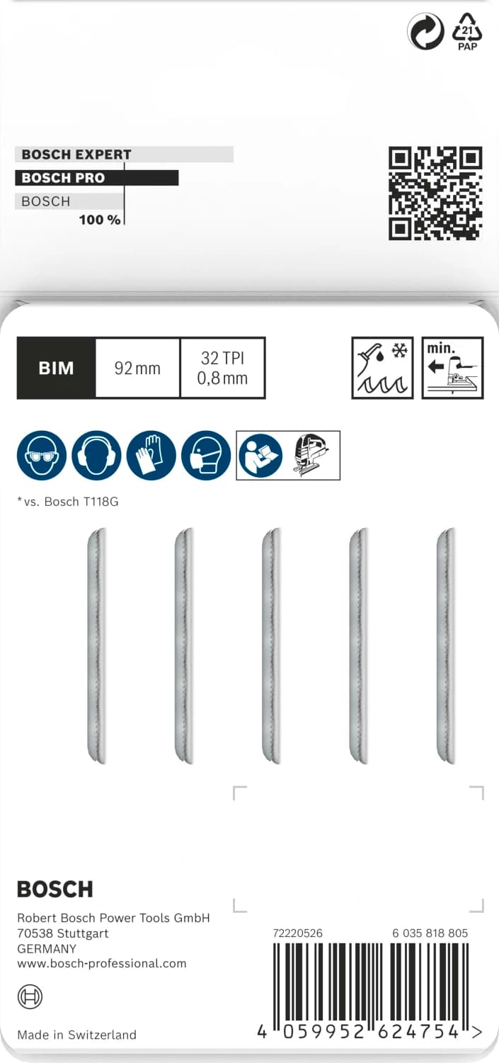 Bosch PRO T121GFC Metal Thin Decoupeerzaagblad - 92mm - Metaal (5st) thumbnail 3
