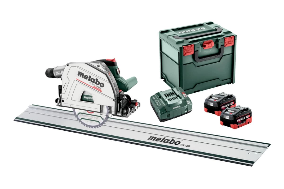 Metabo KT 18 LTX 66 BL 18V Li-ion Accu Invalcirkelzaag Set (2x 8.0Ah Accu) Incl. Geleiderail In MetaBOX - 165 X 20mm - Koolborstelloos