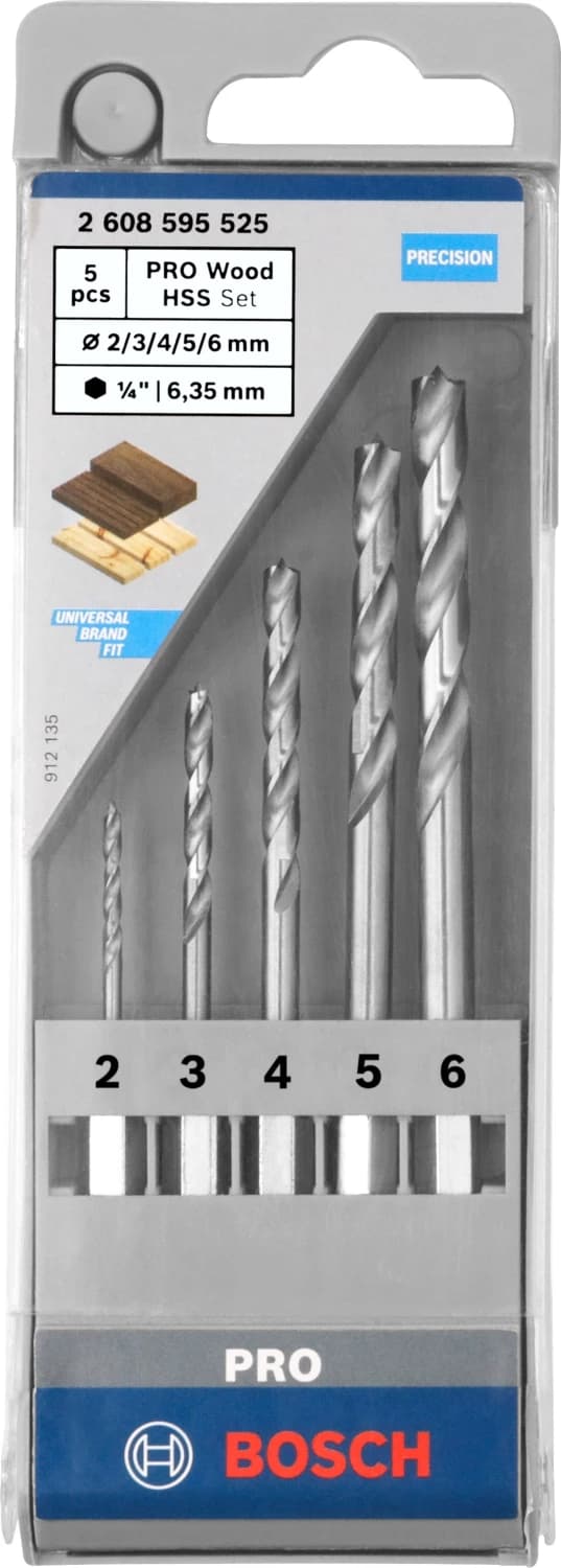 Bosch 2608595525 PRO 5-delige Houtborenset - 2/3/4/5/6mm thumbnail 2