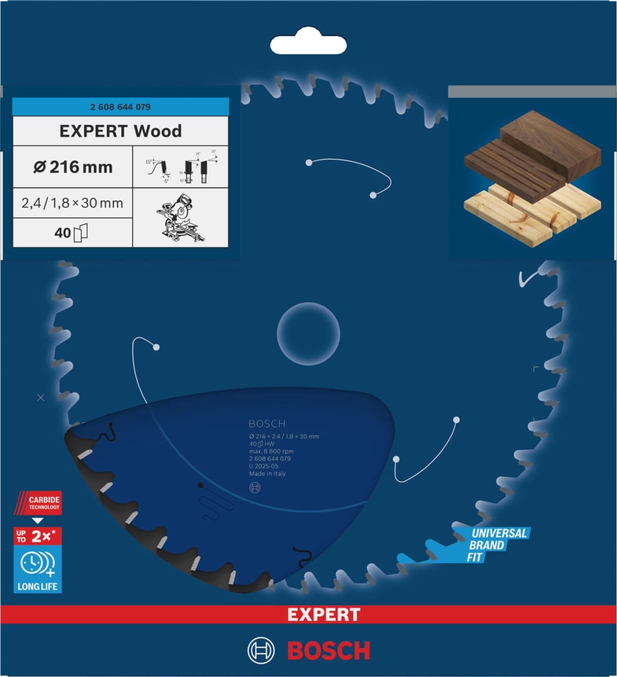 Bosch 2608644079 Expert Cirkelzaagblad - 216 X 30 X 40T - Hout - Carbide thumbnail 2