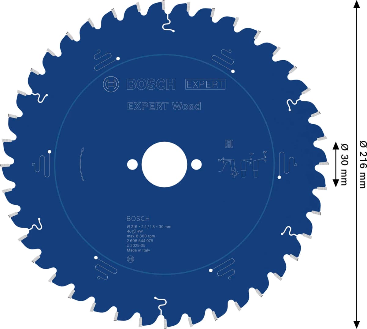 Bosch 2608644079 Expert Cirkelzaagblad - 216 X 30 X 40T - Hout - Carbide thumbnail 4