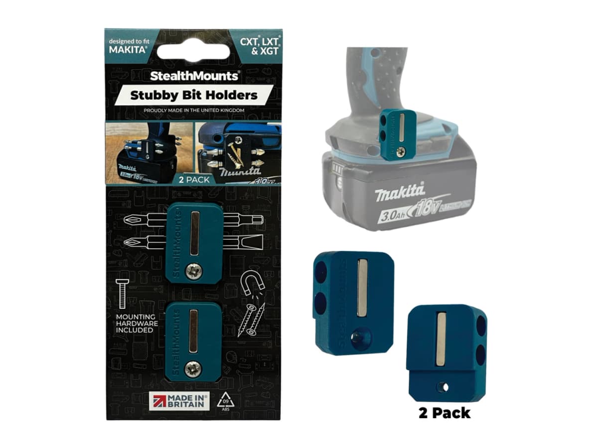 StealthMounts BH-MK-S-BLU-2 Stubby Magnetische Bithouder Voor Machines Makita CXT/LXT/XGT - Blauw - 2 Stuks