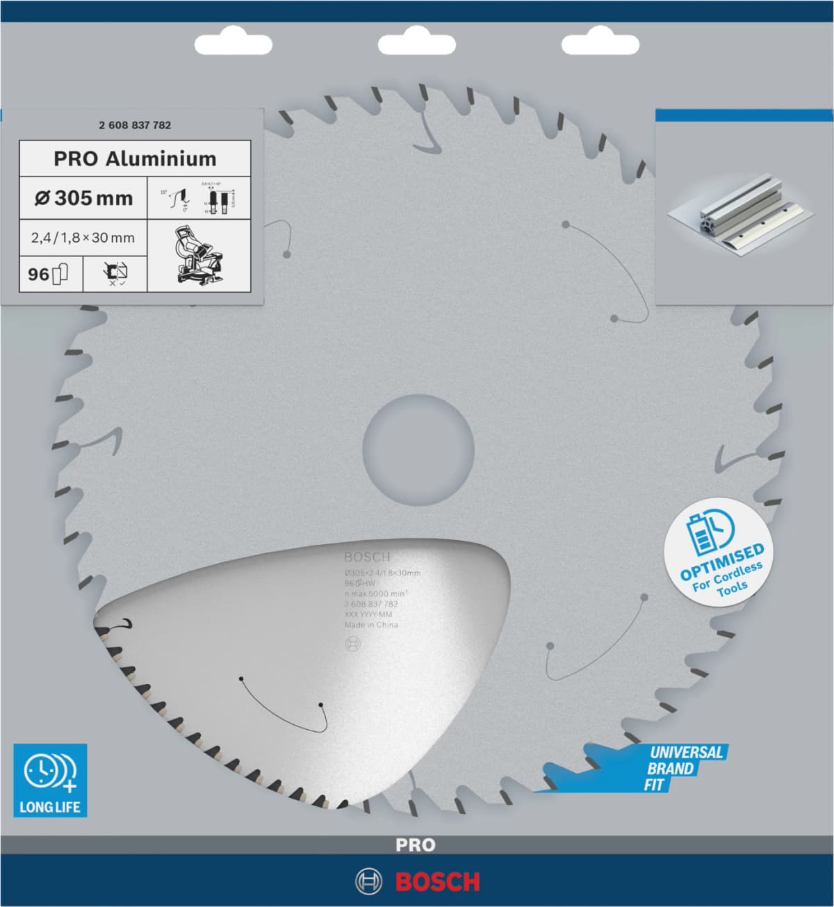 Bosch 2608837782 PRO Cirkelzaagblad - 305 X 30 X 96T - Aluminium thumbnail 2