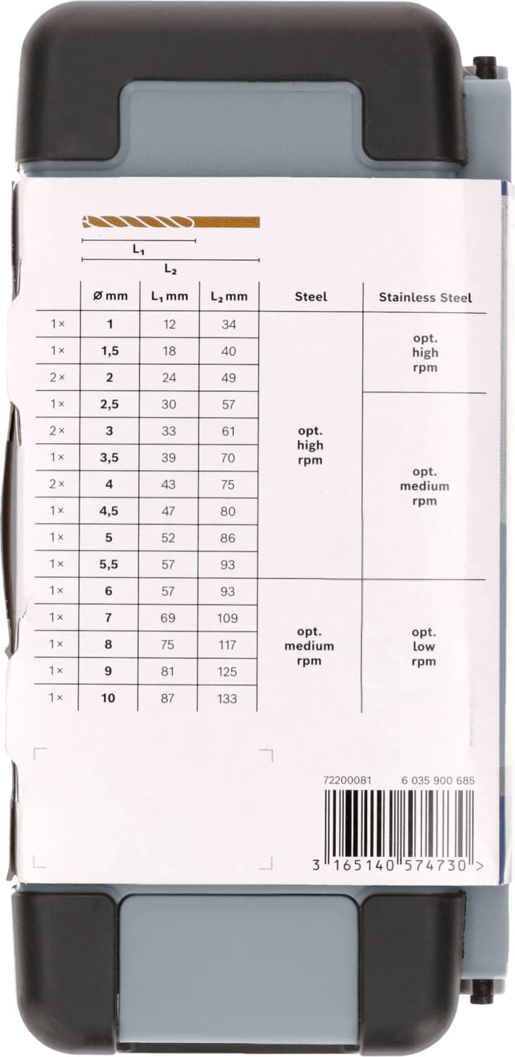 Bosch 2607017047 PRO 18-delige HSS-Co Spiraalboorset - Roestvrij Staal thumbnail 3