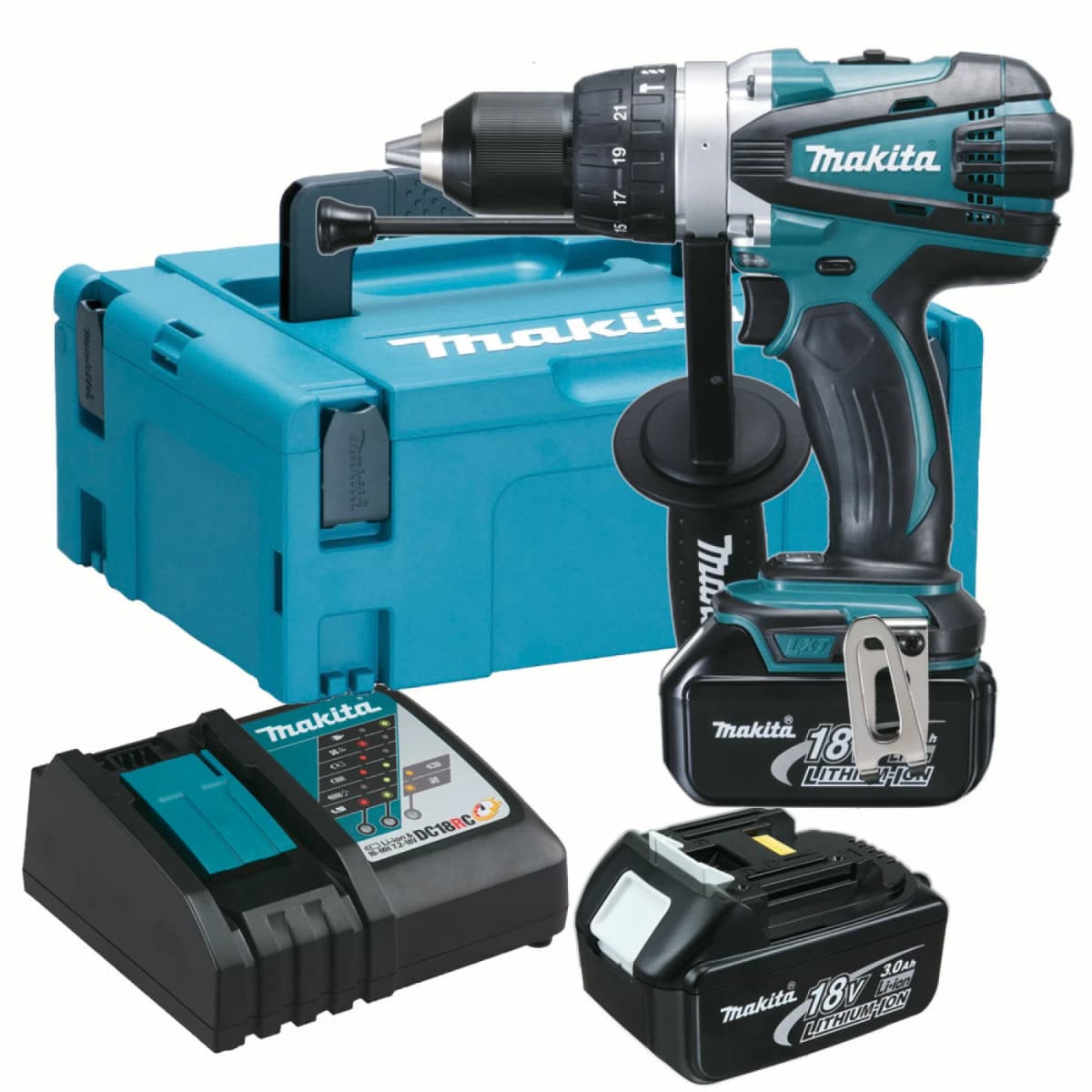 Makita DHP458RFJ 18V Li-Ion Accu Klopboor- /schroefmachine Set (2x 3.0Ah Accu) In Mbox